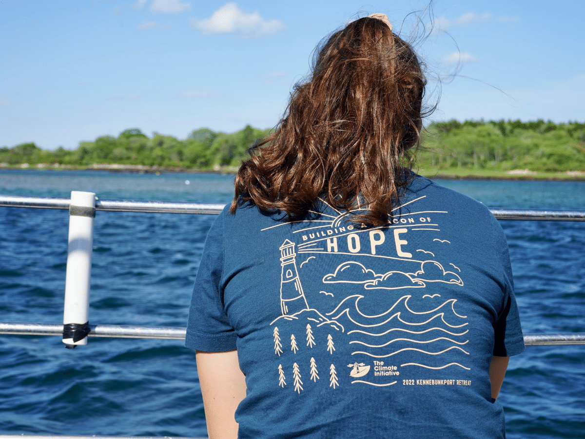 woman with lighthouse shirt that says hope